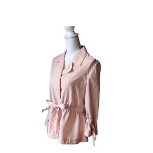 Banana Republic Modal Tie Waist Belt Jacket Blush Pink Bow Arm Details Size PS